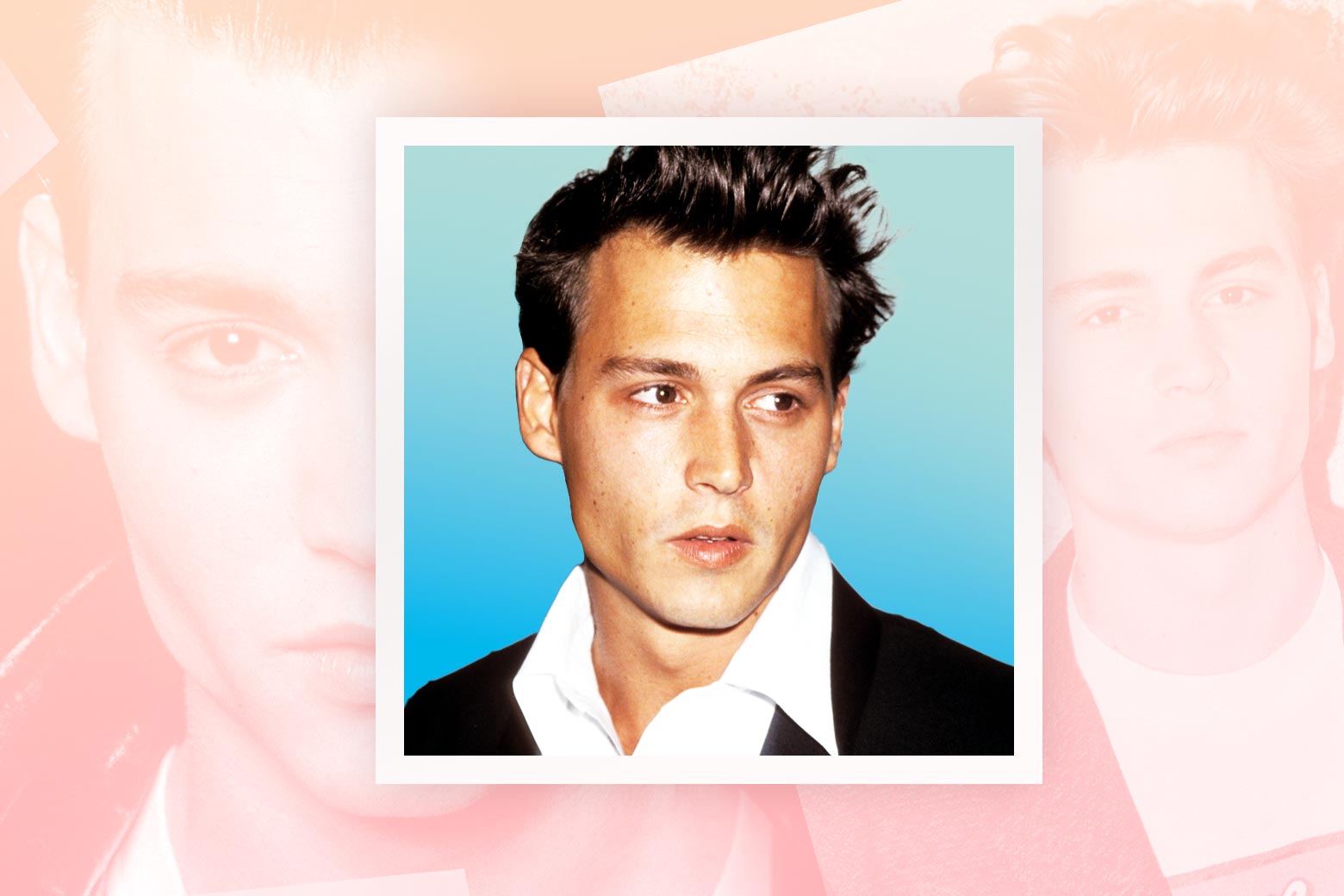 Collage of photos of young Johnny Depp