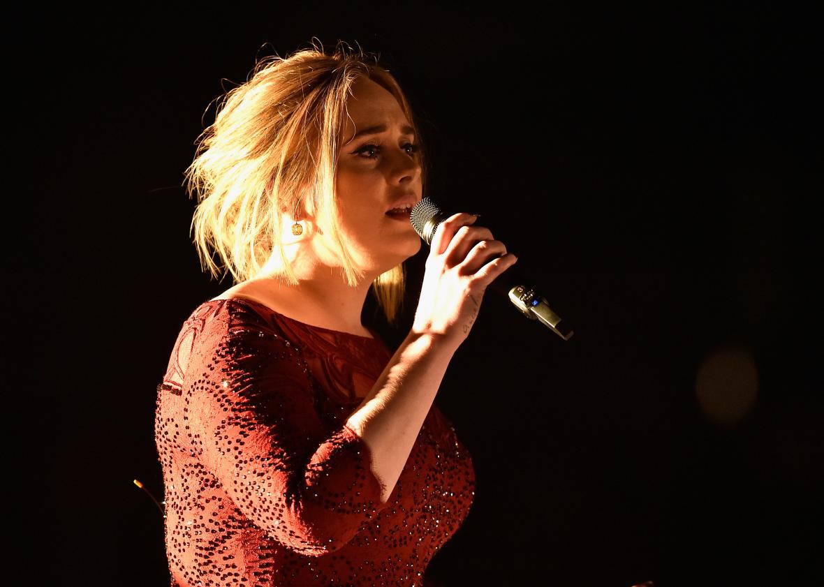 Adele at the BRIT Awards on Wednesday night.