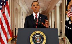 US President Barack Obama speaks in a rare prime-time address to the nationn.