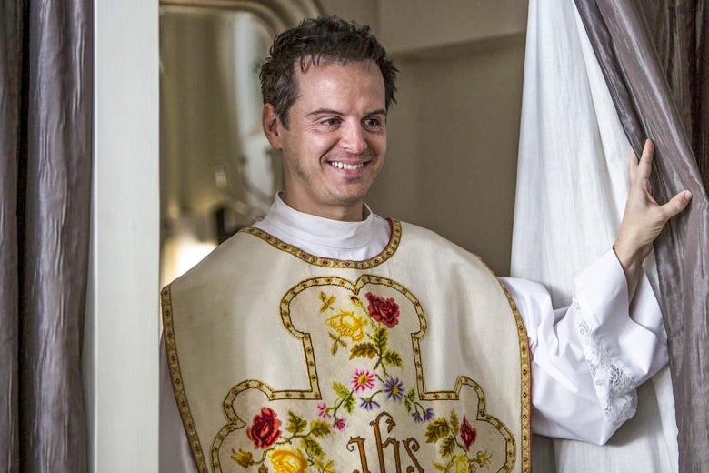 Andrew Scott smiles in this still from Fleabag.