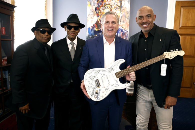 Terry Lewis, Jimmy Jam, Rep. Kevin McCarthy, and Harvey Mason jr., CEO, Recording Academy attend GRAMMYs On The Hill Advocacy Day on Capitol Hill on April 28, 2022 in Washington, DC. 