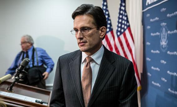 House Majority Leader Eric Cantor (R-VA) leaves a news conference in the U.S. Capitol on February 5 in Washington, DC.