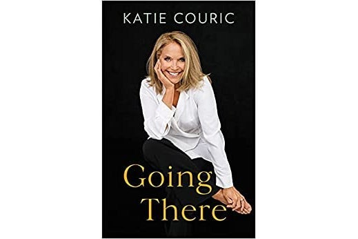The book cover shows Couric sitting in a stool, wearing a white shirt against a black background, resting one hand on her smiling face and another on her bare foot