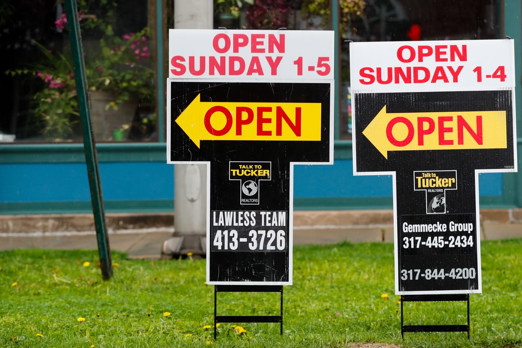 Real estate open house signs in Indianapolis.