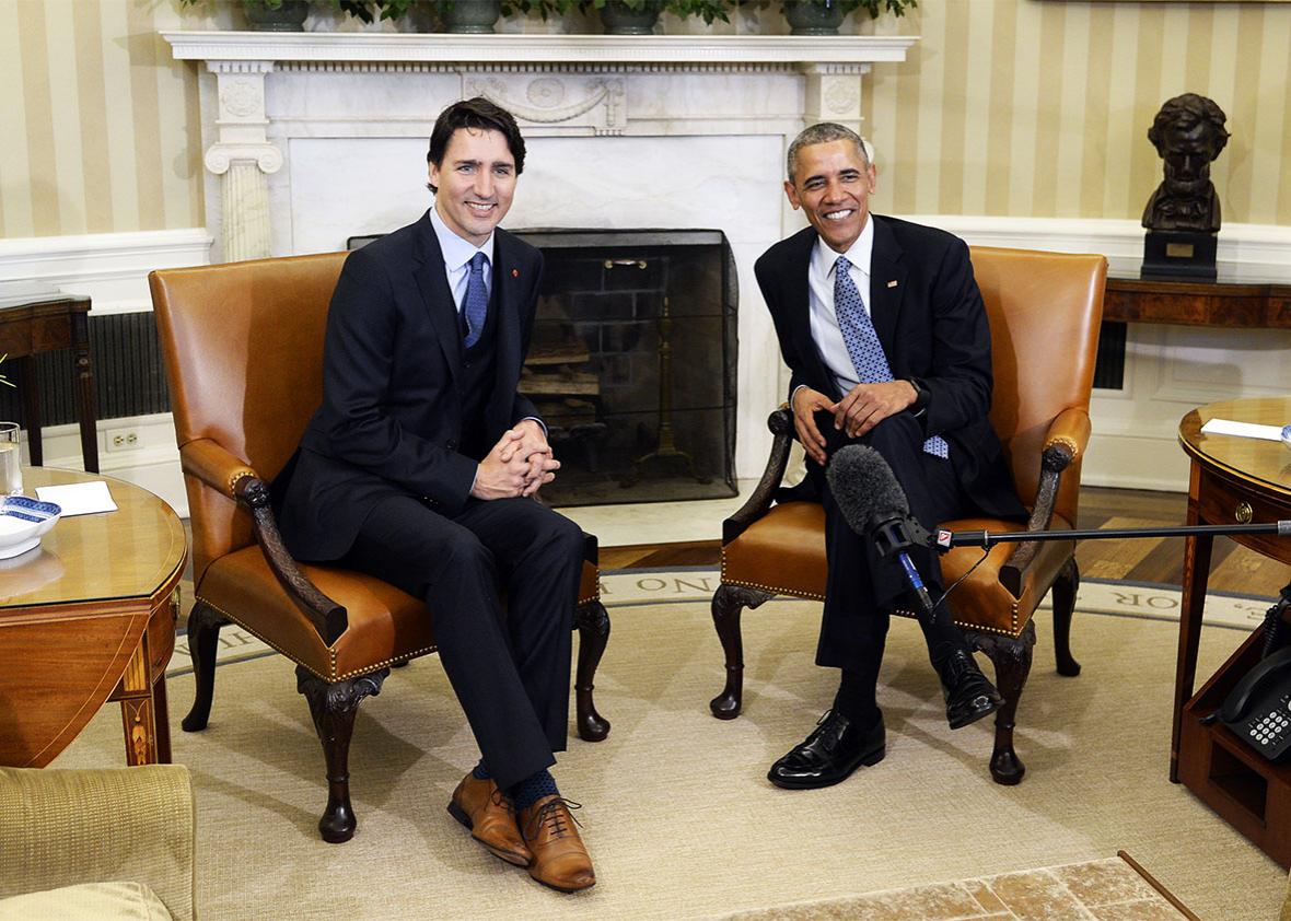 Barack Obama and  Canadian Prime Minister Justin Trudeau. 