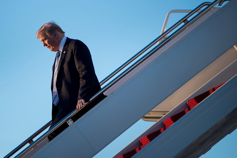 President Donald Trump arrives at Palm Beach International Airport March 23, 2018 in West Palm Beach, Florida. 