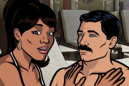 Lana Kane voiced by Aisha Tyler and Sterling Archer voiced by H. Jon Benjamin. 