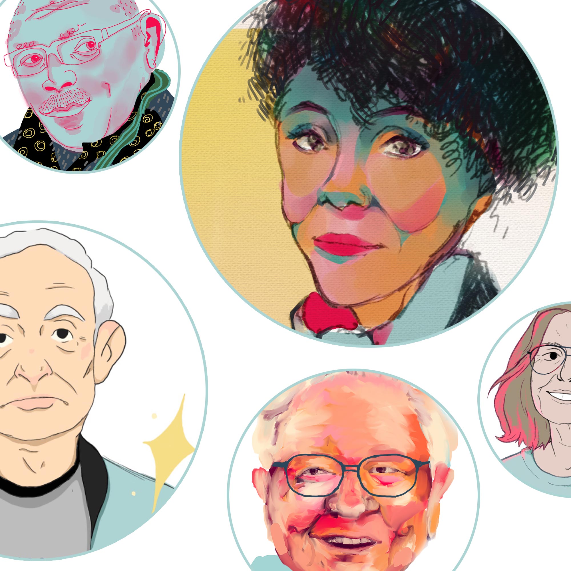 Illustrations of some of the people from the list. 