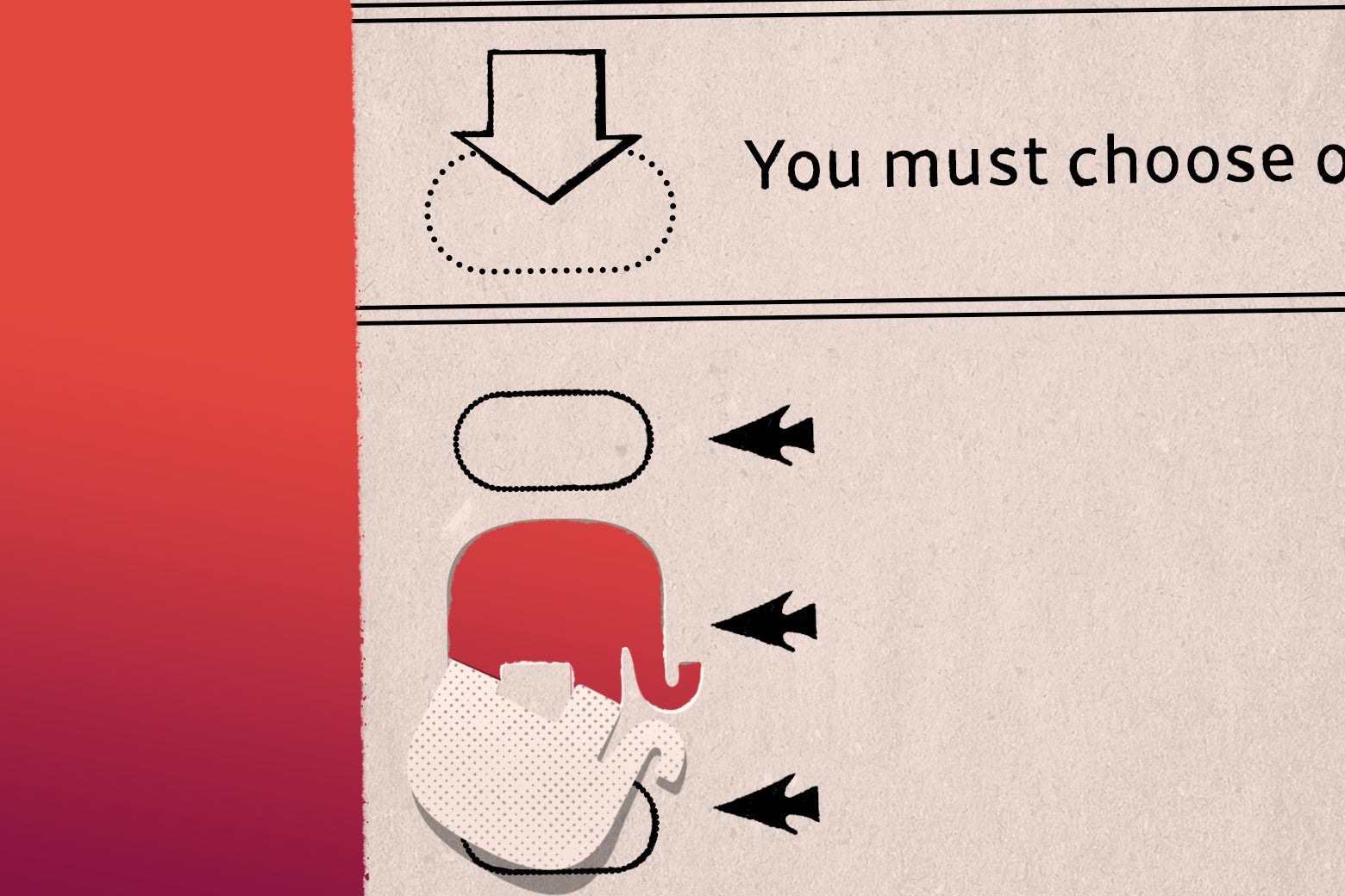 A slightly punched-out ballot chad shaped like an elephant.