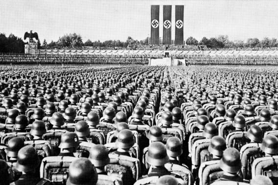 Parade of the SS Guard, the Nazi elite, at a party rally in Nuremberg, Germany, in the late 1930s.