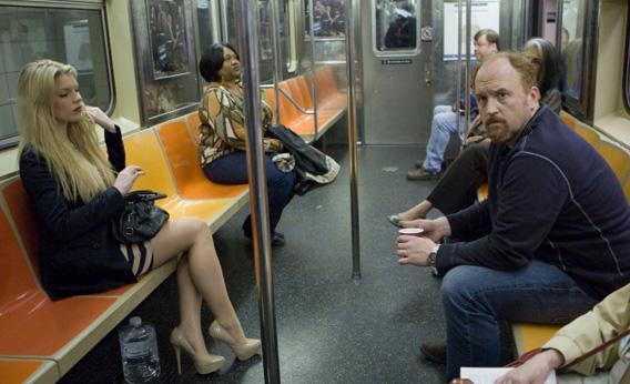 Ashley Beach and Louis C. K. in the Louie episode "Subway" airing Thursday, July 28 on FX. 