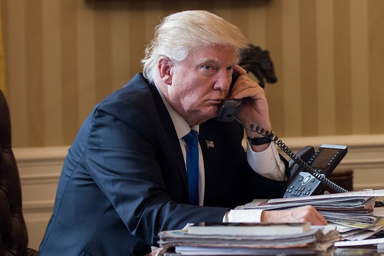 Donald Trump on a Jan. 28, 2017 phone call in Washington.