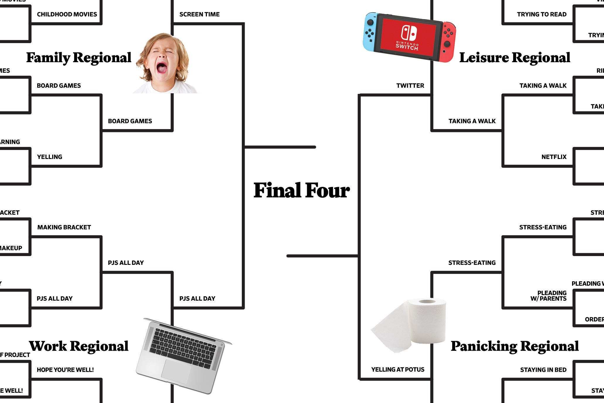 A detail of the Final Four portion of the bracket