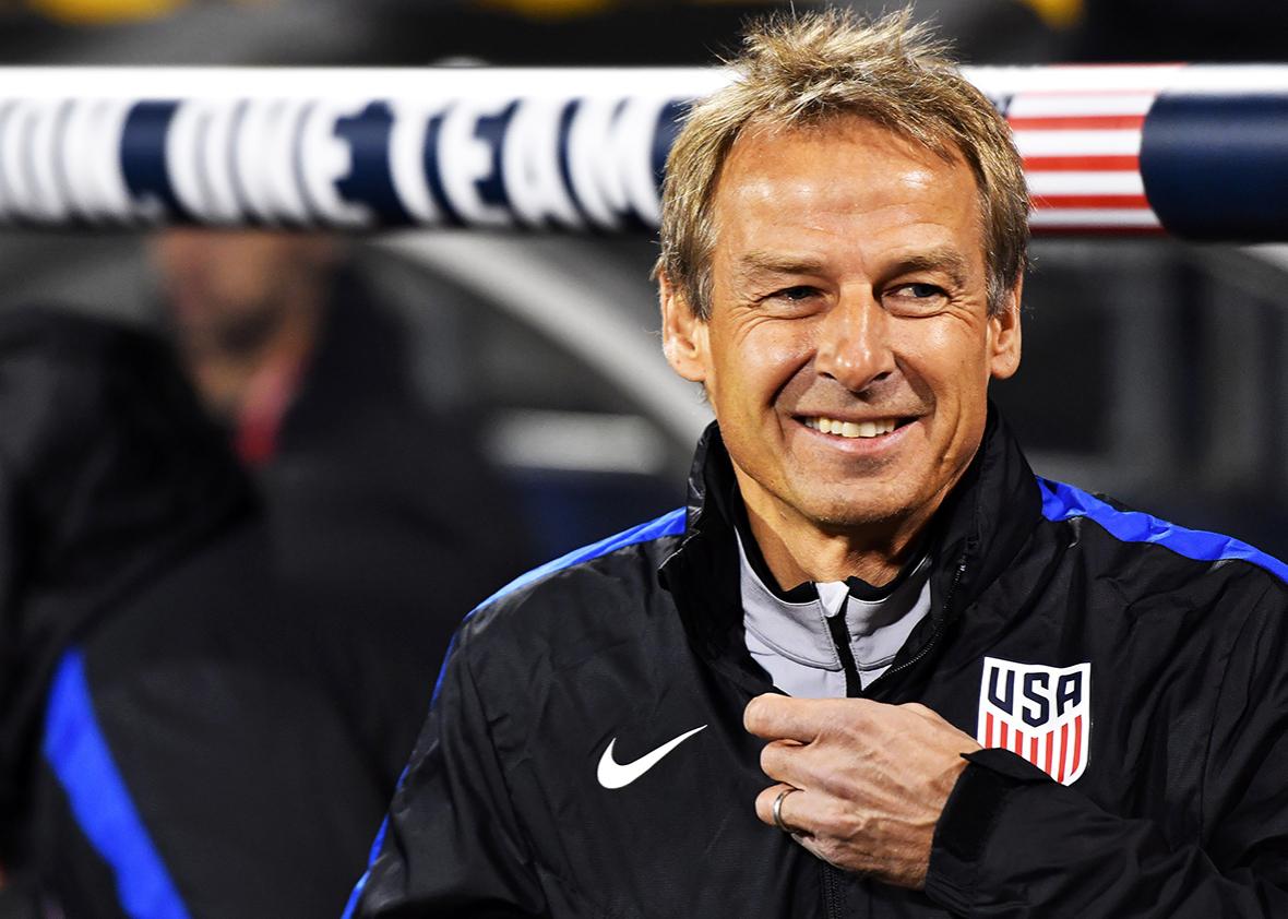 Head coach Jrgen Klinsmann of the United States looks on against Mexico in the first half during the FIFA 2018 World Cup Qualifier at MAPFRE Stadium on November 11, 2016 in Columbus, Ohio. 
