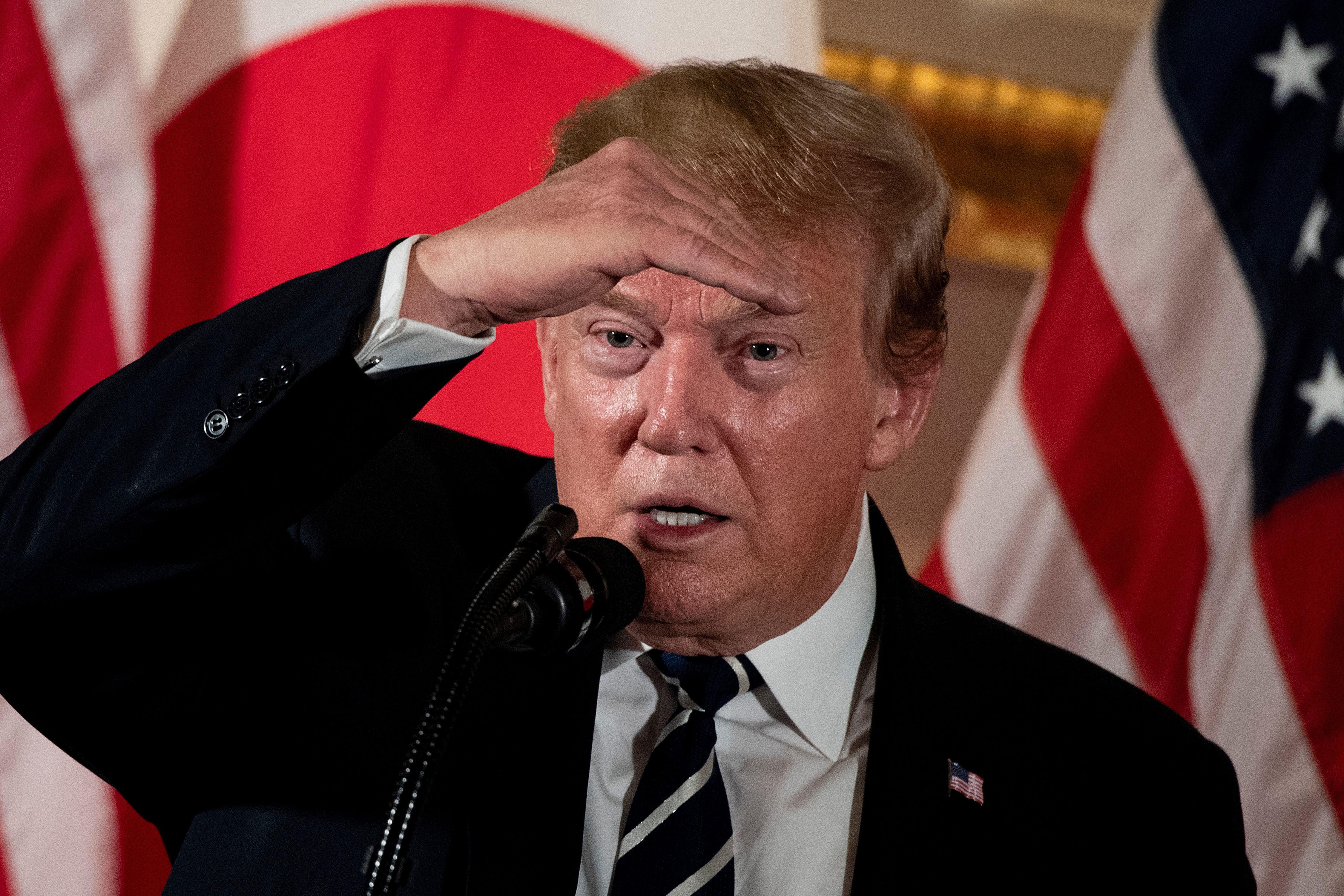 President Donald Trump speaks during a meeting with business leaders in Tokyo on May 25, 2019.