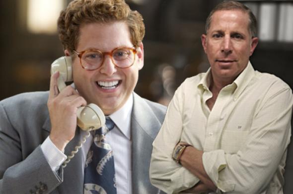Jonah Hill in The Wolf of Wall Street, left, and Danny Porush.