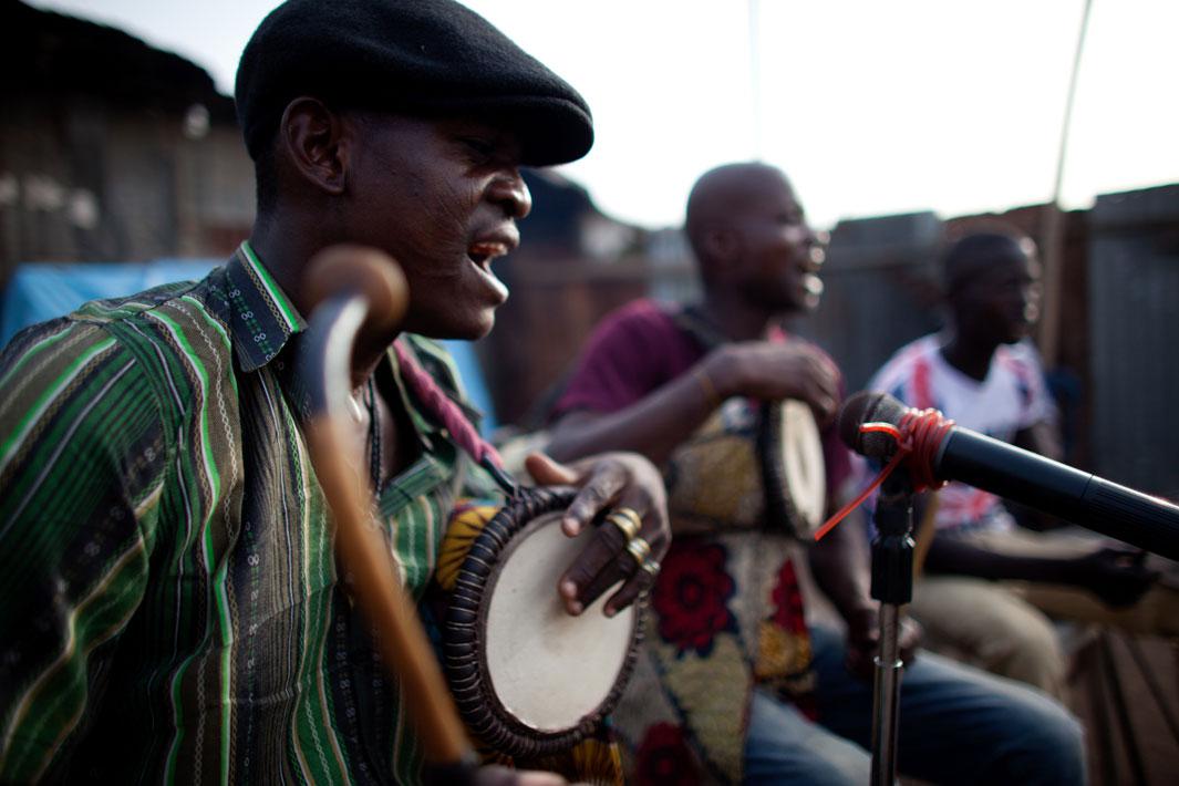 Lagos, Nigeria- Drumming plays a significant role in each match. Before the fight begins, musicians play songs of praise devoted to each fighter, letting fans know the fight is about to begin.