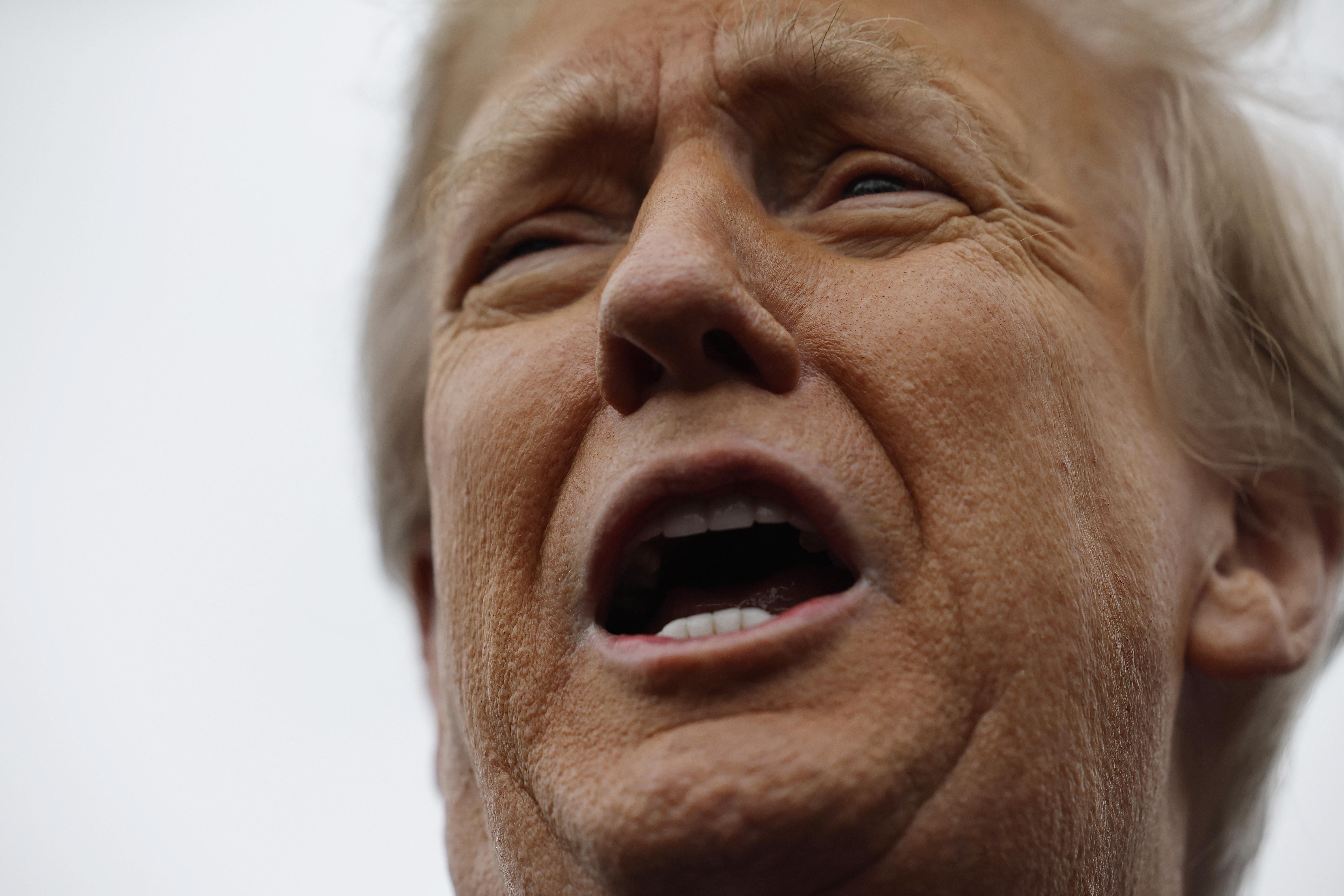 A close-up of Donald Trump's face.