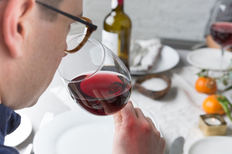 sniffing wine in a Libbey glass