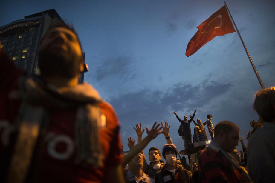 Protesters gather in Taksim Square on June 4, 2013 in Istanbul, Turkey.