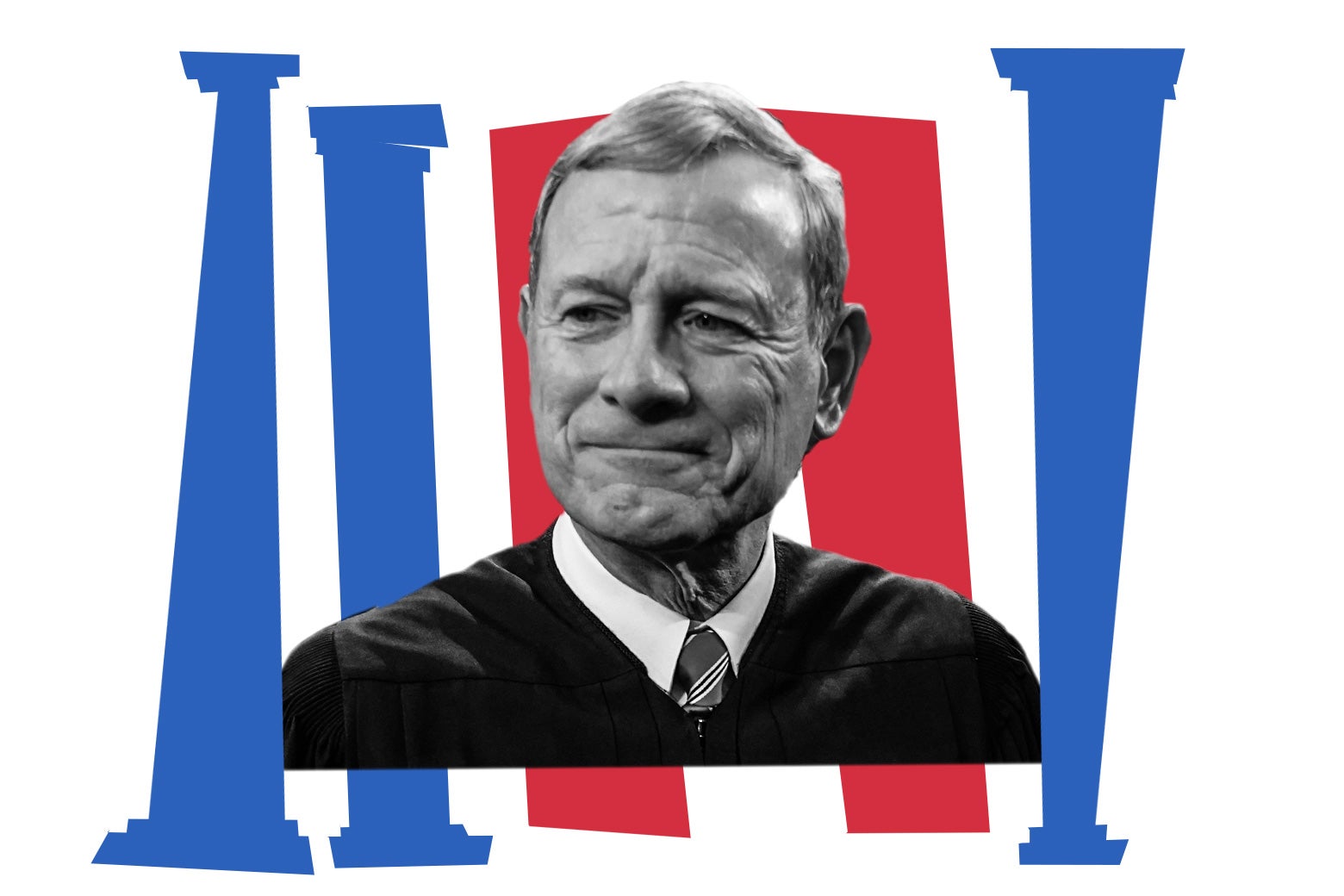 John Roberts smiles with his mouth closed. 