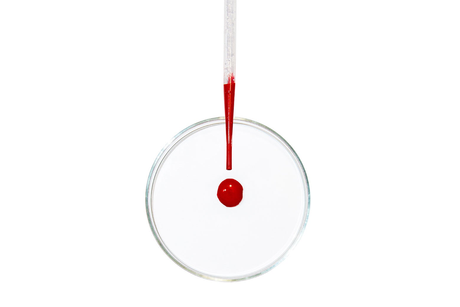 A drop of blood in the shape of an exclamation mark.