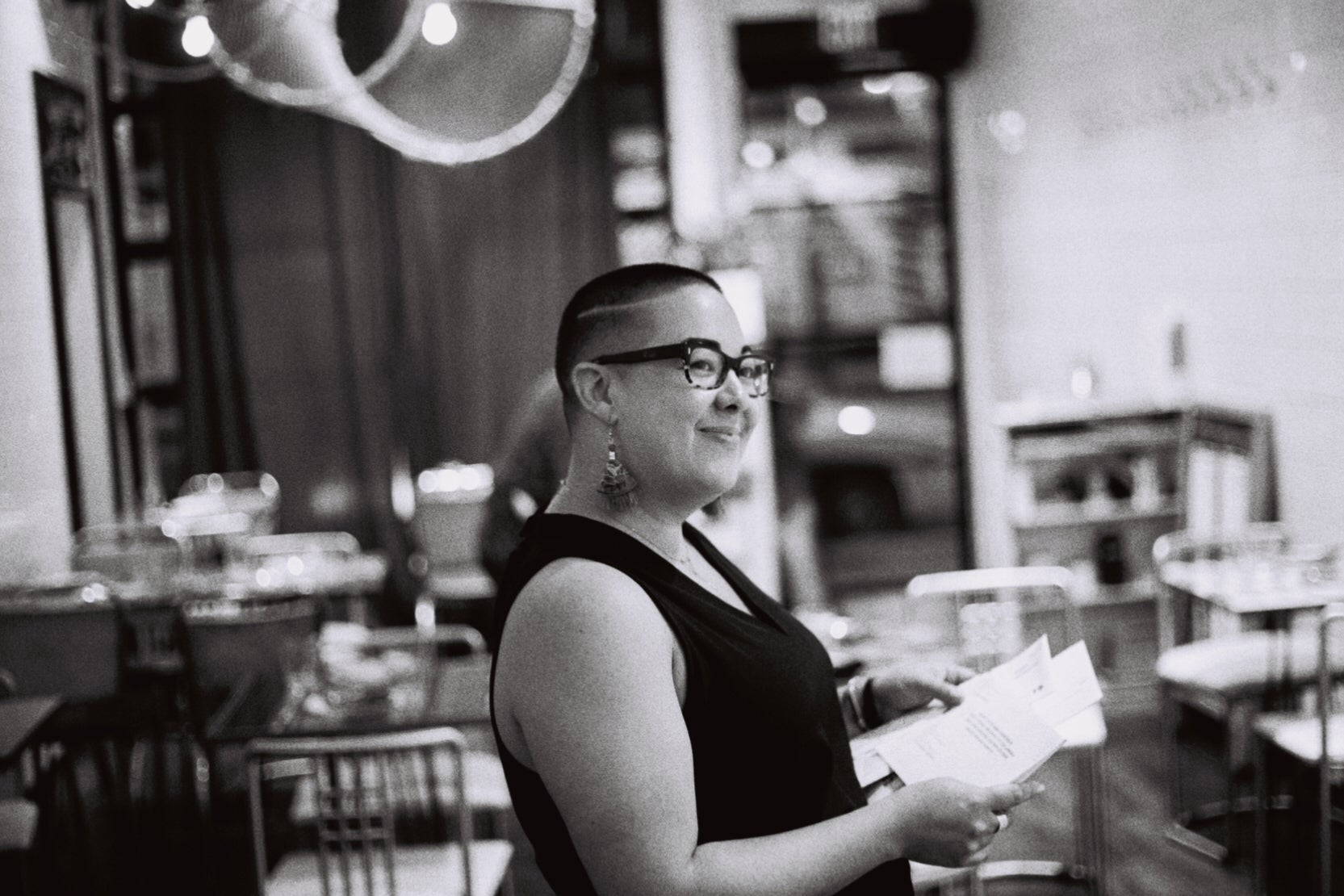 Simone Jacobson in the restaurant.