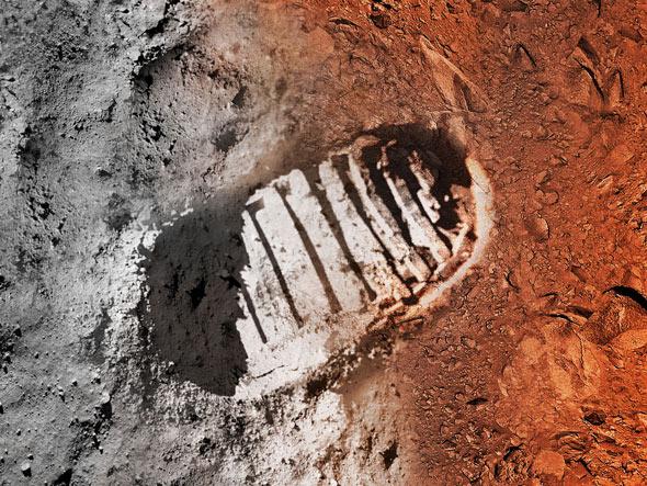 Moon and Mars bootprint