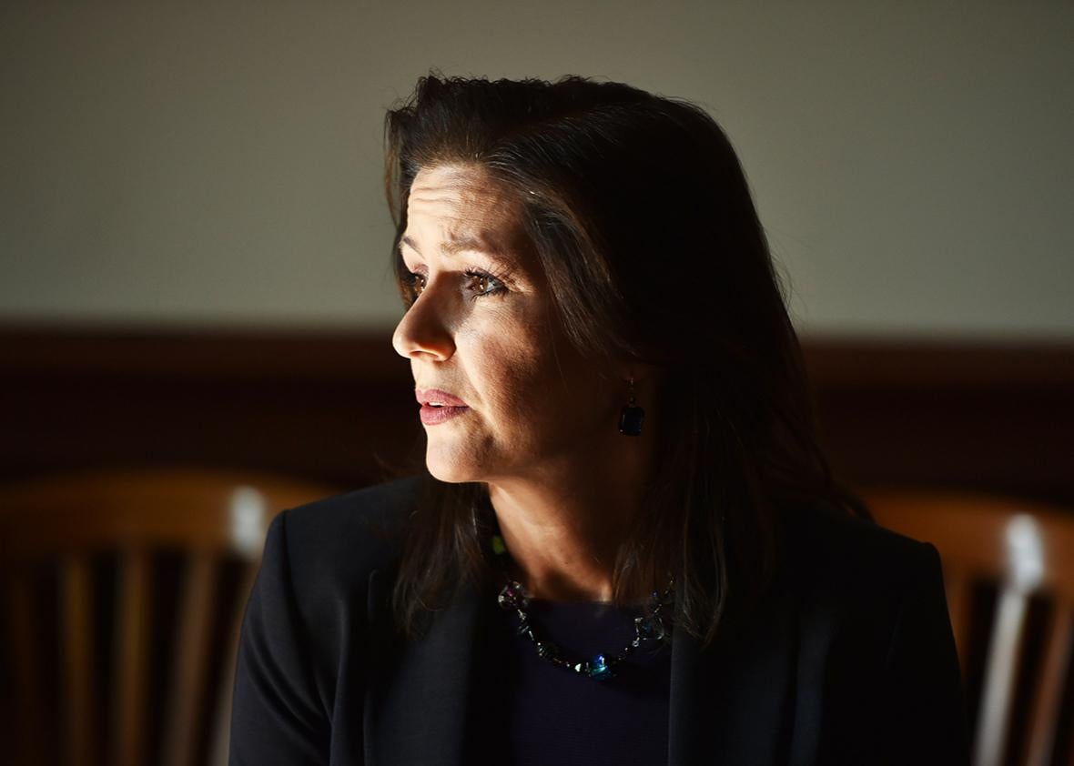 Oakland Mayor Libby Schaaf speaks to members of the media about vandalism and property damage that ensued during May Day protest in Oakland, California on May 2, 2015. 