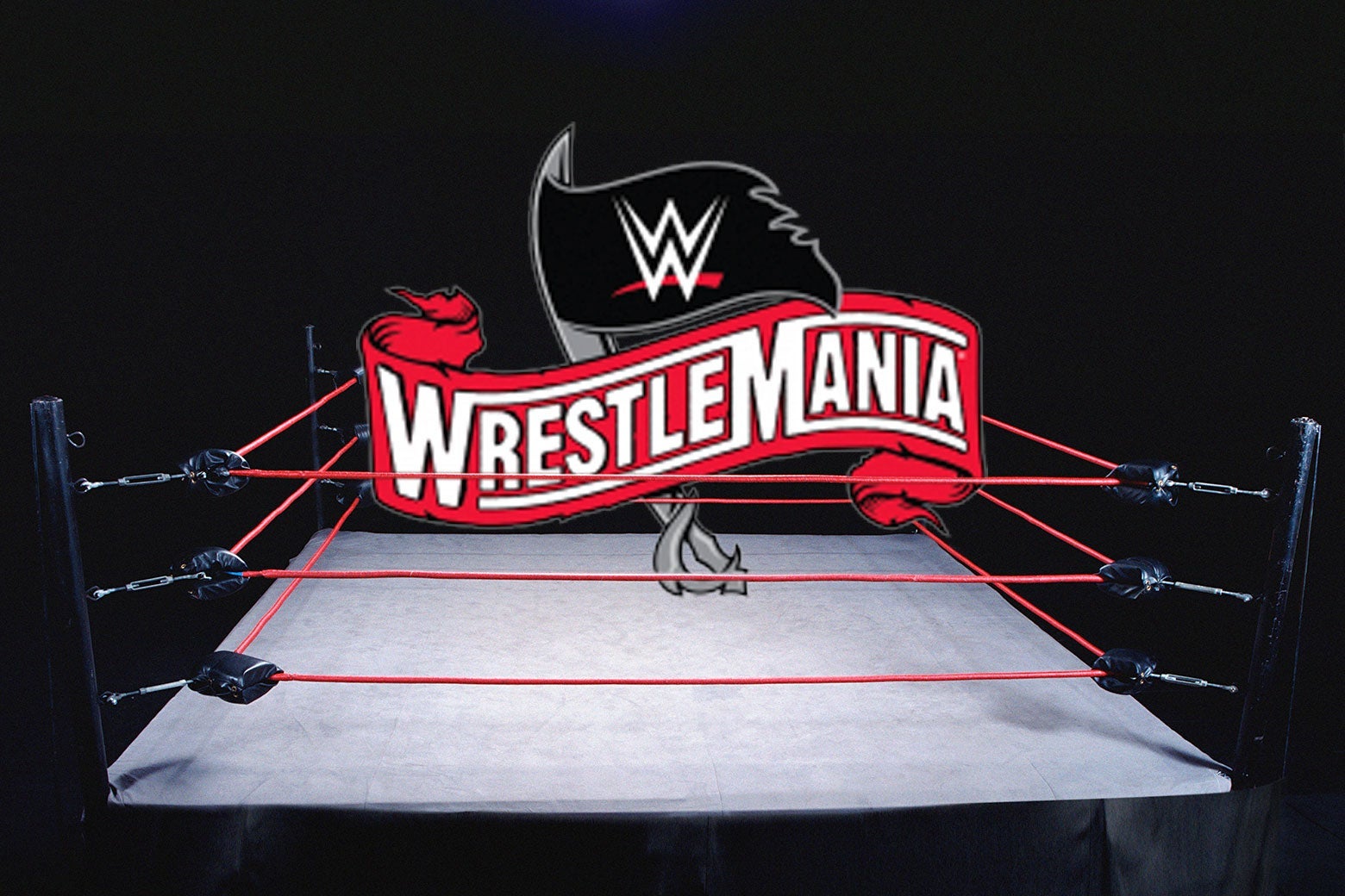 A ring with the WrestleMania logo over it.