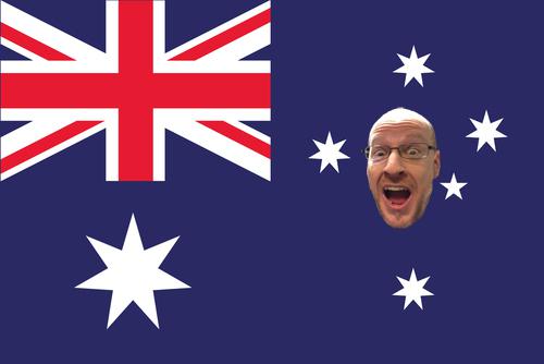 Australian flag with Phil Plait's face