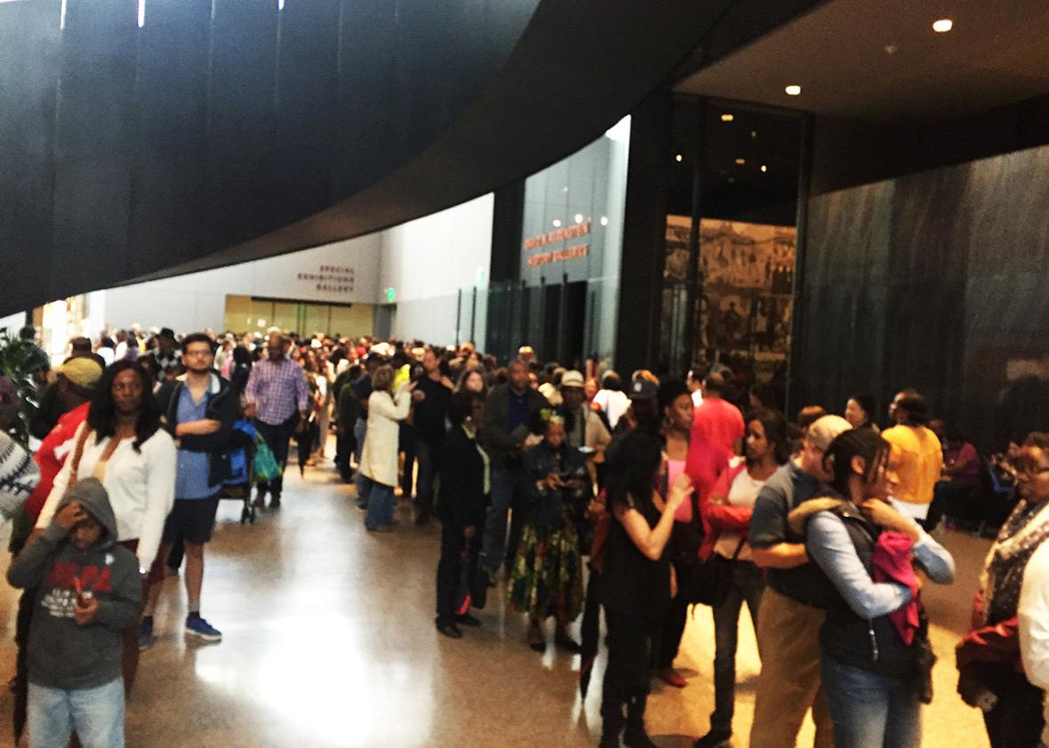 line at museum.