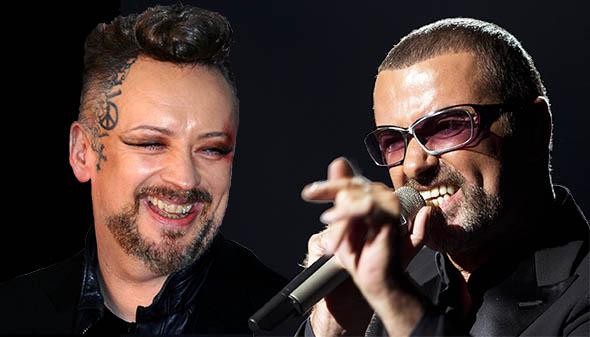Boy George, left, in Feb. 2014 and British singer George Michael in 2012. 