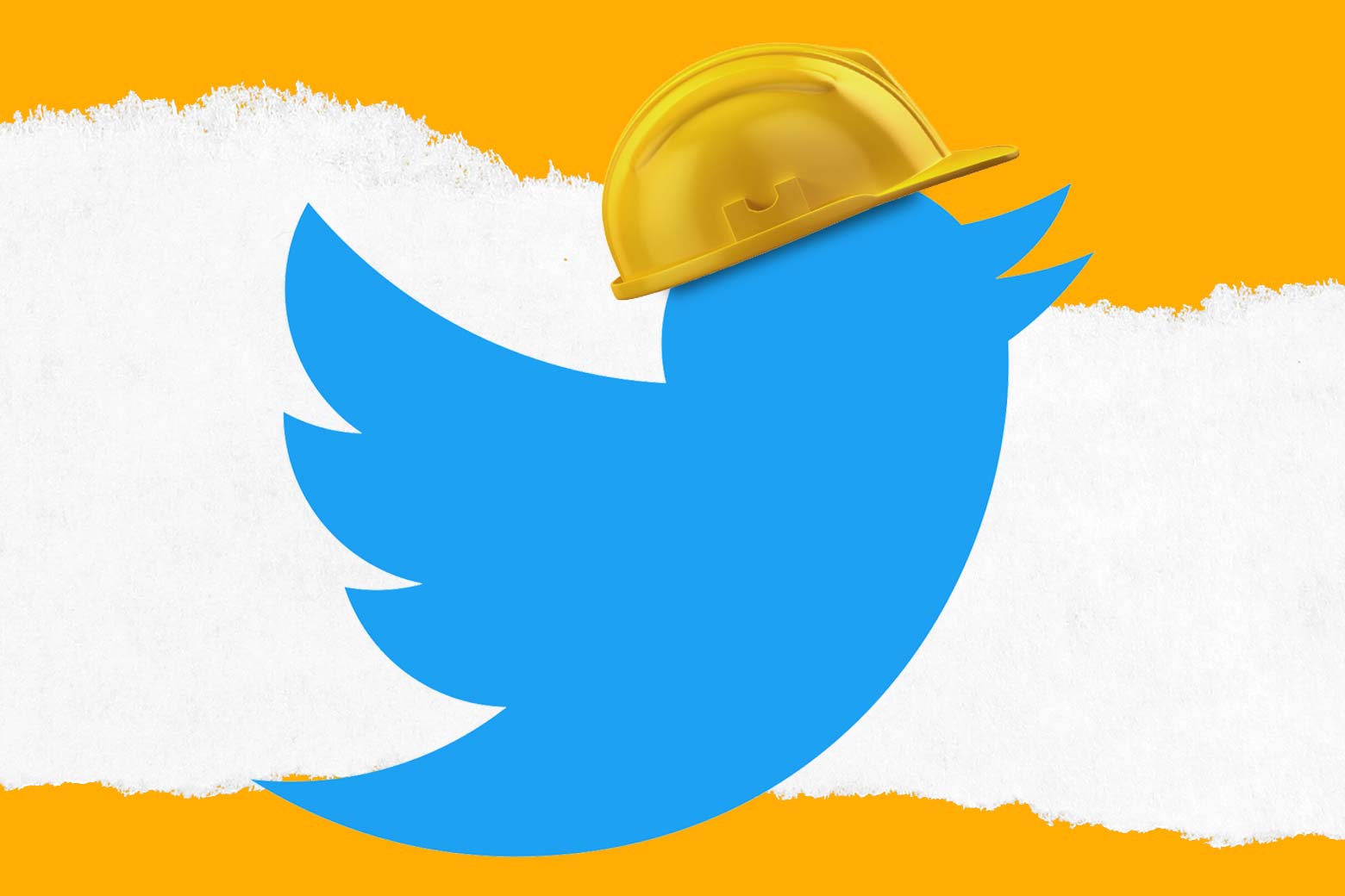 The Twitter bird wearing a construction hat