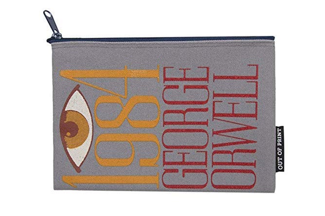 Out of Print zipper pouch with 1984 cover logo