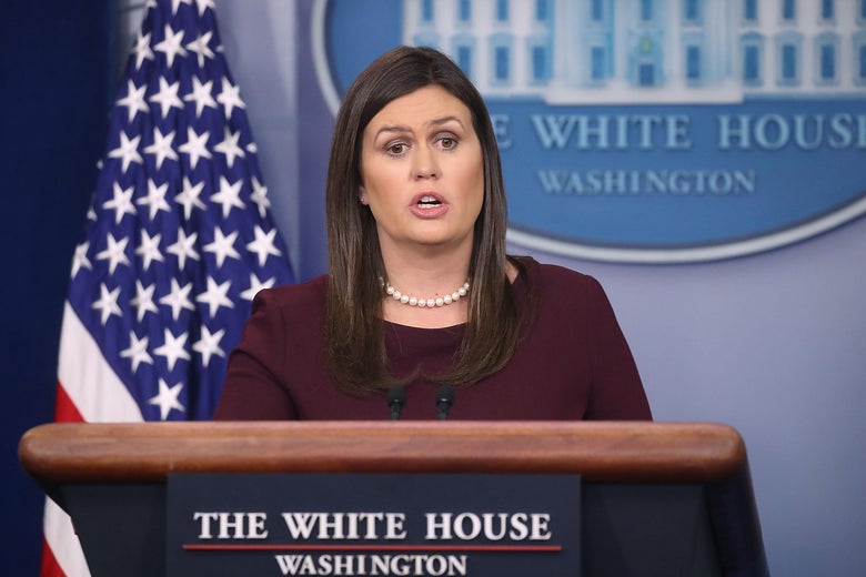 Sarah Sanders answers questions from the press.