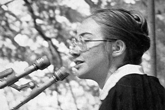 Hillary Rodham '69, student speaker, Commencement 1969.