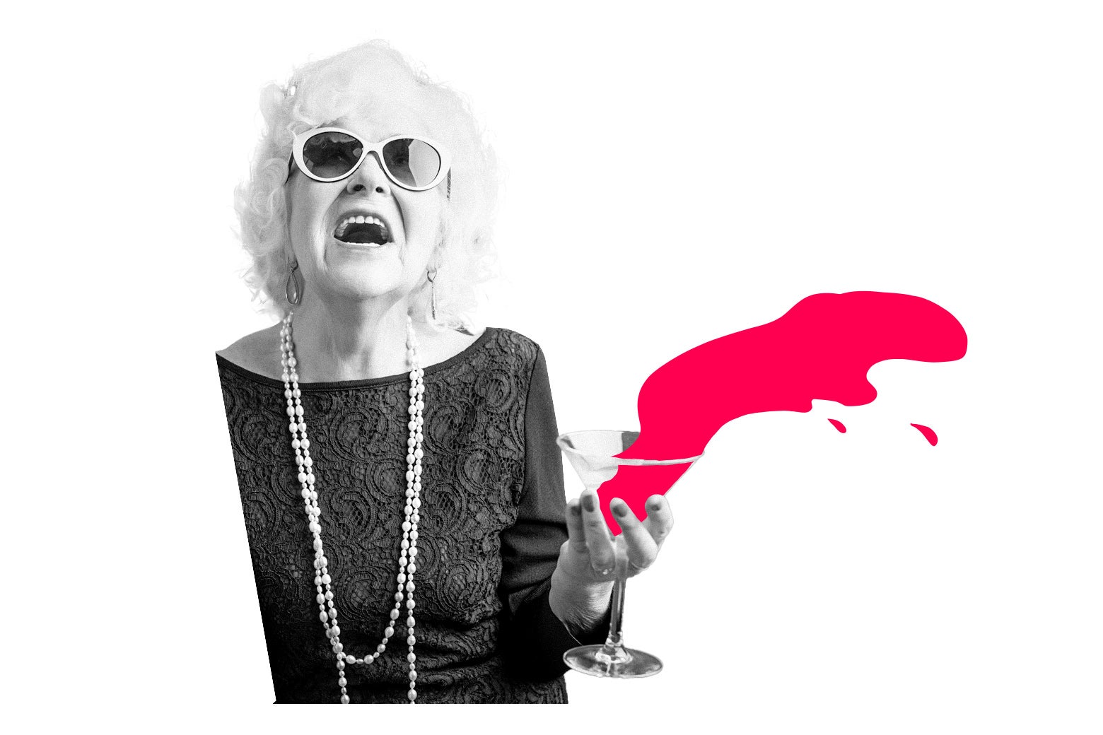 Woman spilling a drink.