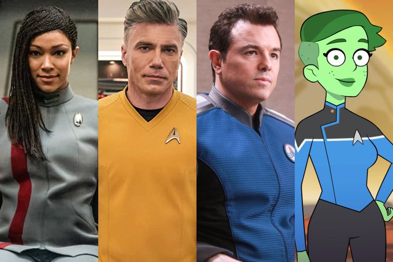 A quadriptych shows the four characters in their familiar outfits. Tendi stands out most by being green and animated, while MacFarlane's blue shirt is almost indistinguishable.