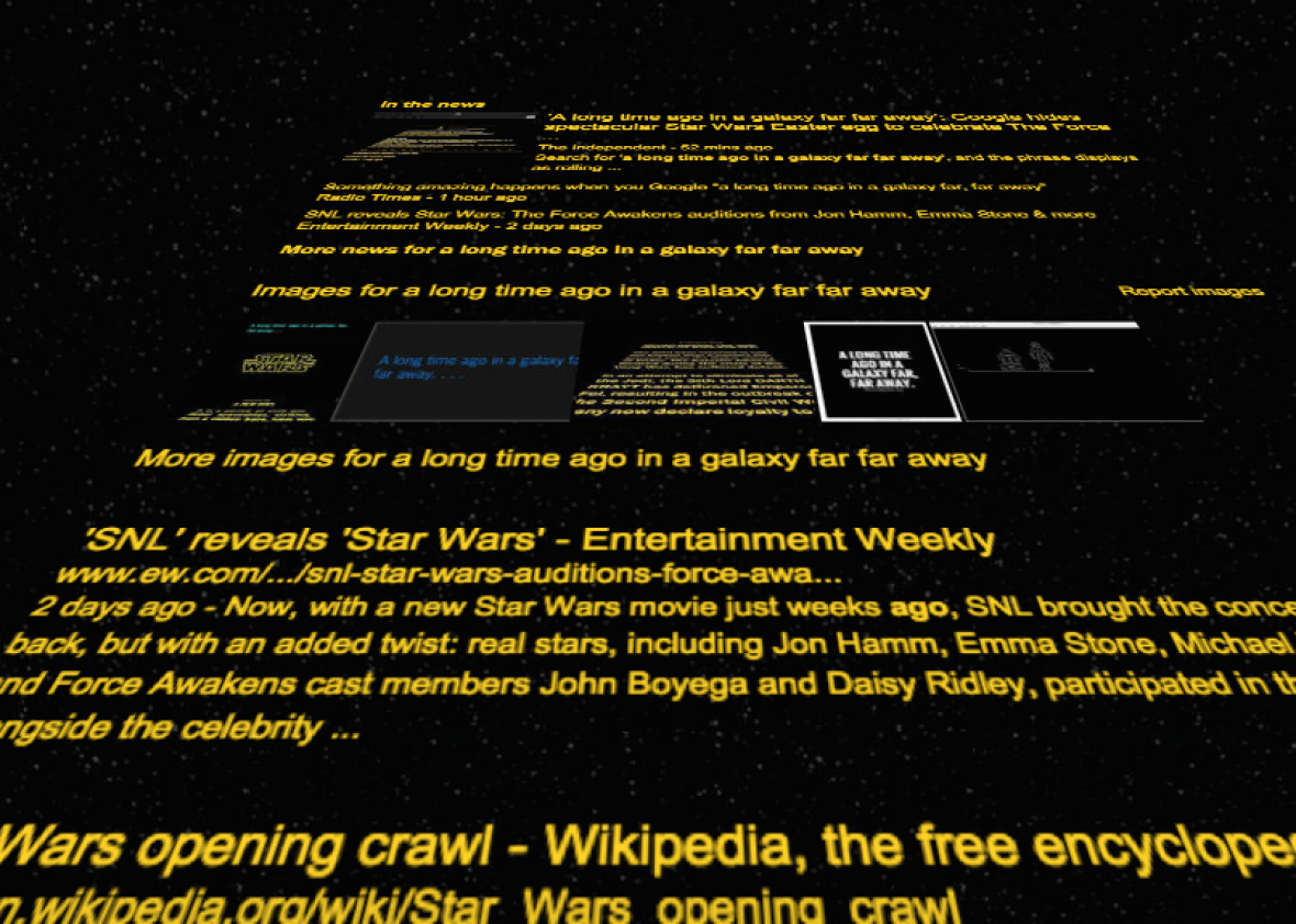 Google S Star Wars Easter Egg Search A Long Time Ago In A Galaxy Far Far Away And Watch The Results Scroll Before You Video