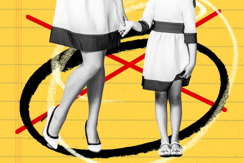 A mother and daughter in matching clothes