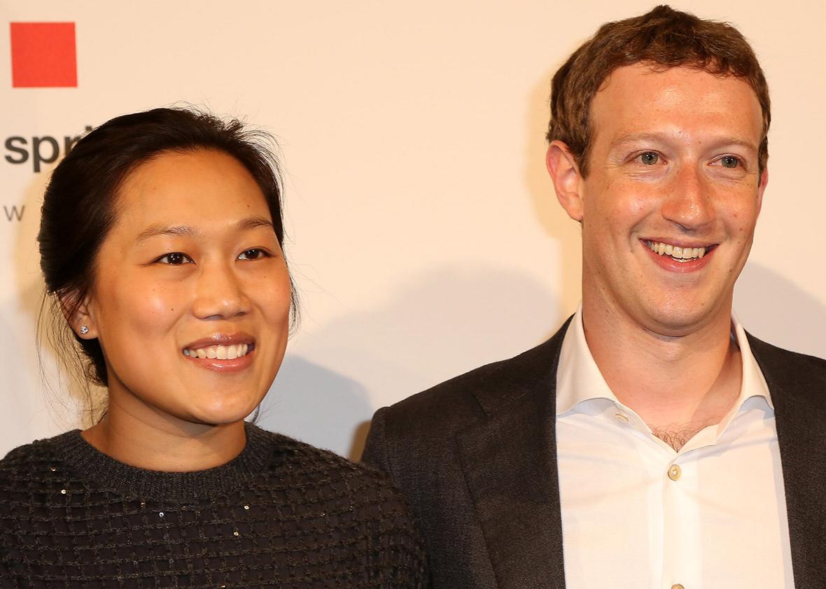 Priscilla Chan and Mark Zuckerberg arrive for the presentation of the first Axel Springer Award on Feb. 25 in Berlin.