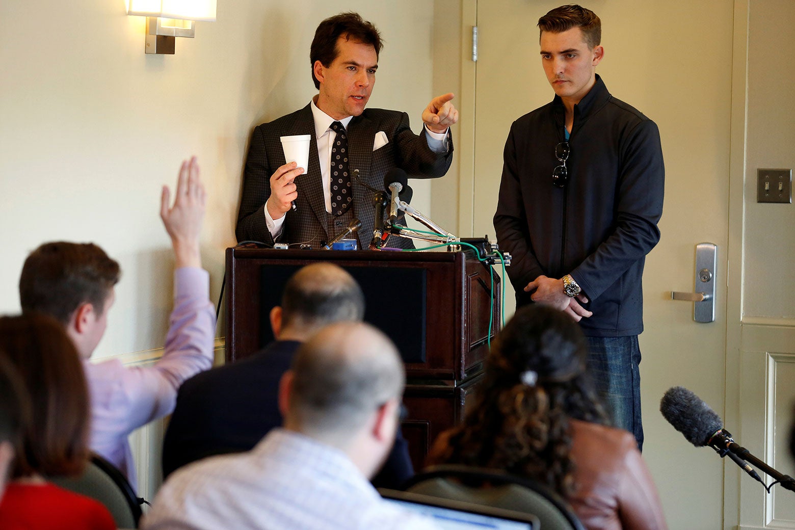 Jack Burkman and Jacob Wohl at a news conference