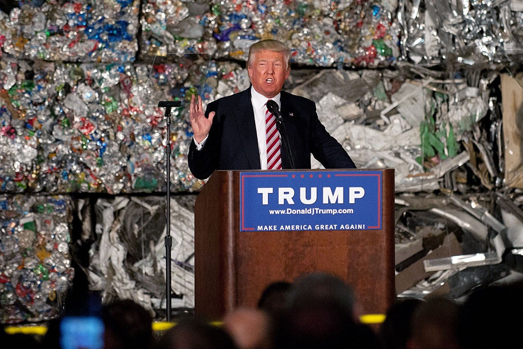Donald Trump delivers a speech in Monessen, Pennsylvania on June 28, 2016, shortly after the news broke that Russian hackers had targeted the Democratic National Committee.