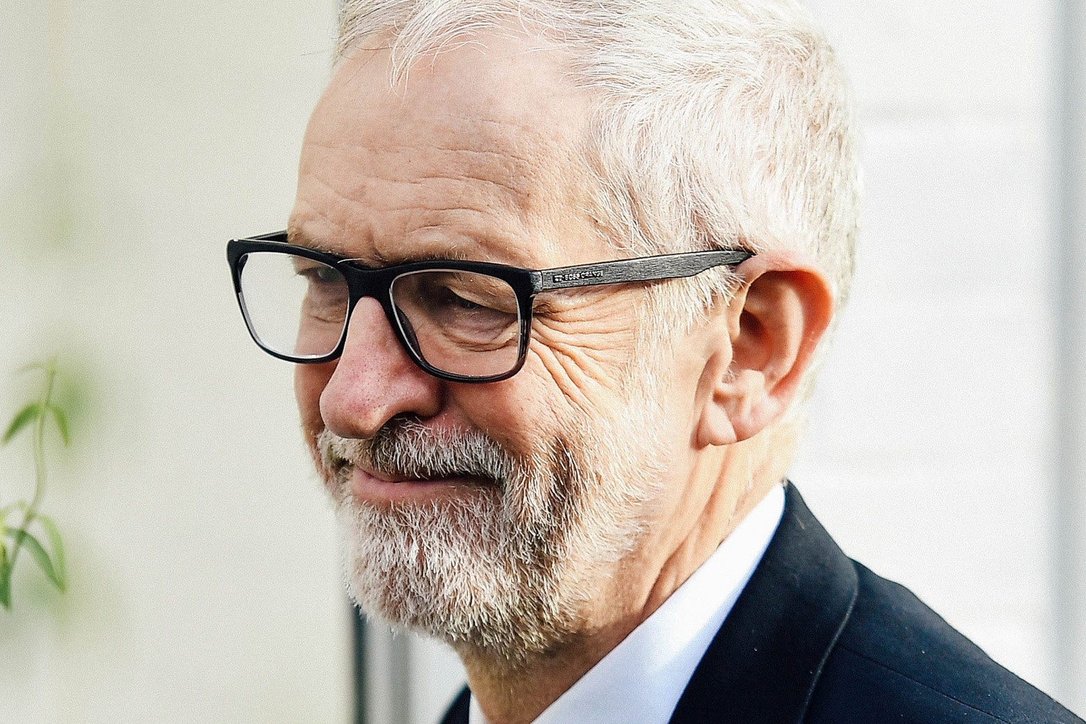 Close-up of Jeremy Corbyn's face.