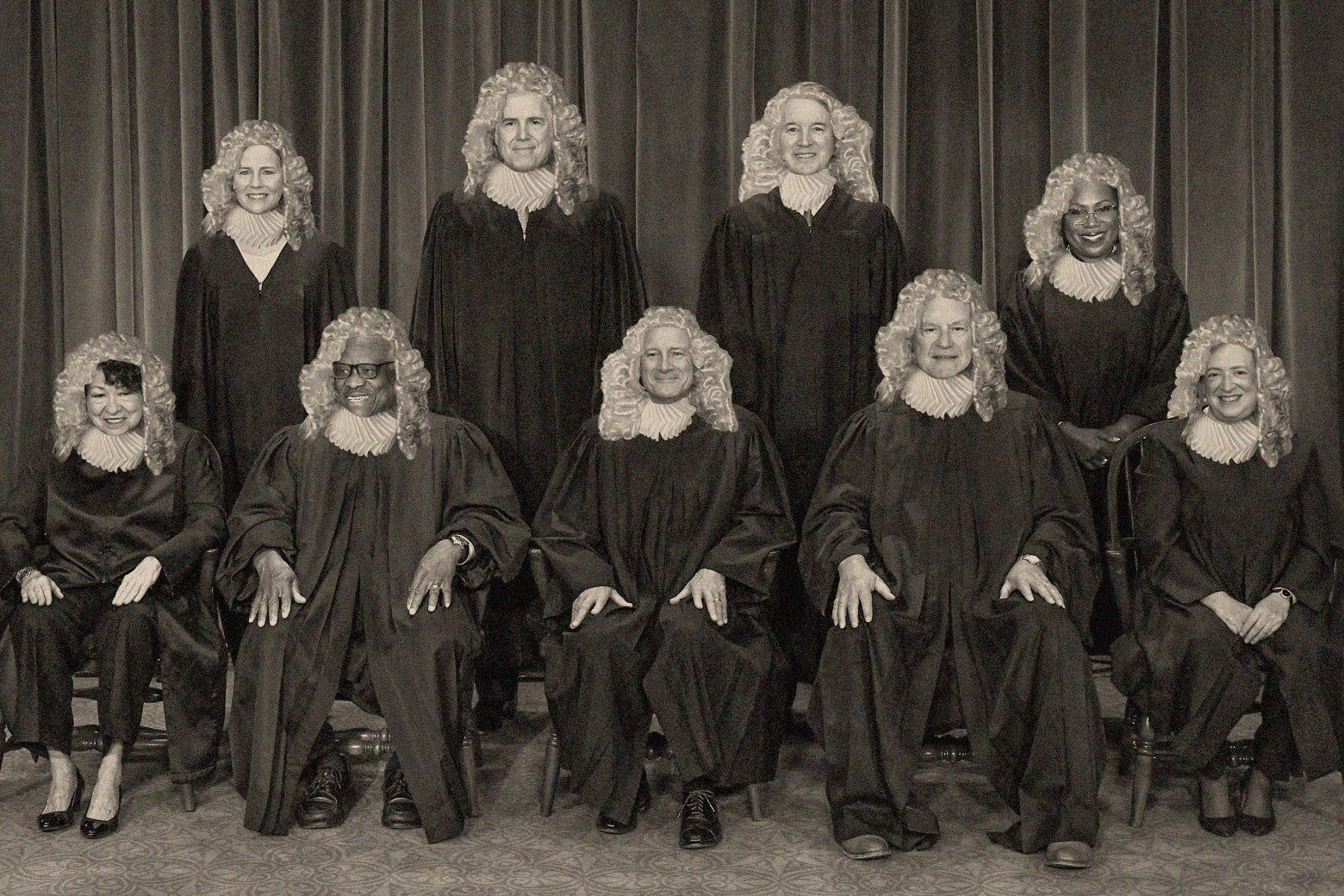 The justices in Victorian garb.