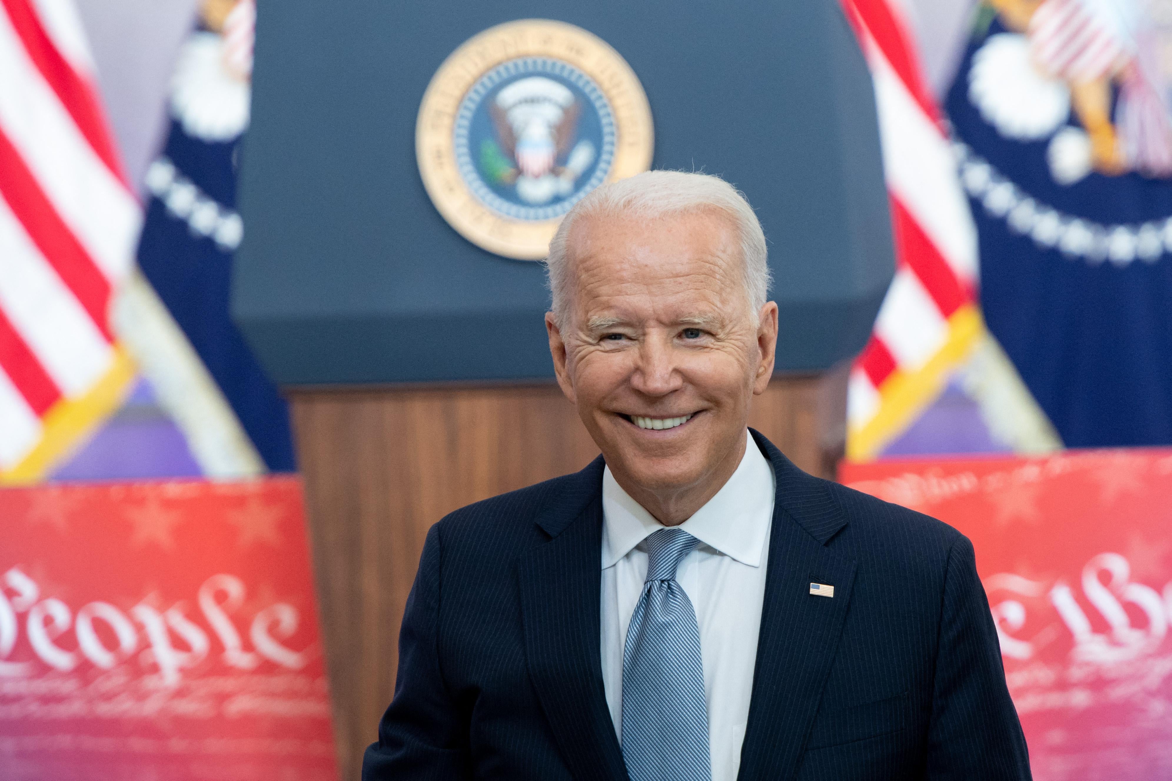 Joe Biden smiling.