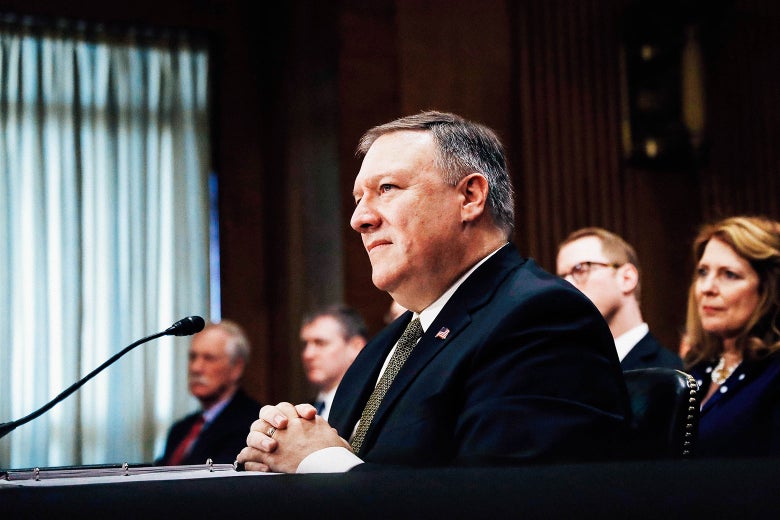 CIA Director Mike Pompeo testifies before a Senate Foreign Relations Committee confirmation hearing on his nomination to be secretary of state Thursday on Capitol Hill in Washington.