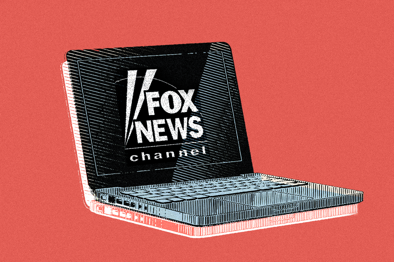 Illustration of a laptop with a Fox News logo on screen.