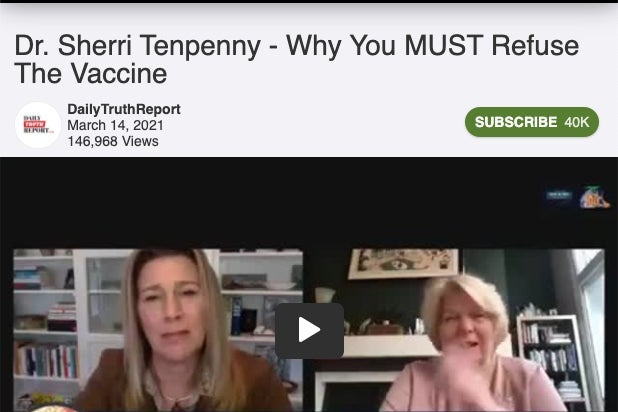 A screenshot of Sherri Tenpenny's interview on Rumble.